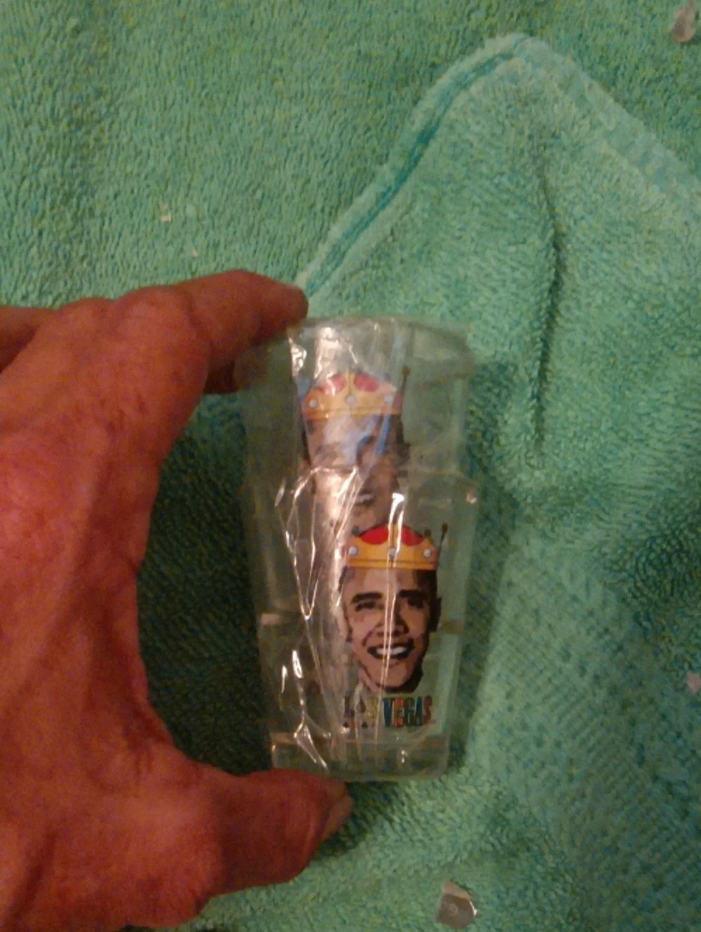 Novelty Clear Shot Glass with Crown Graphic - Green